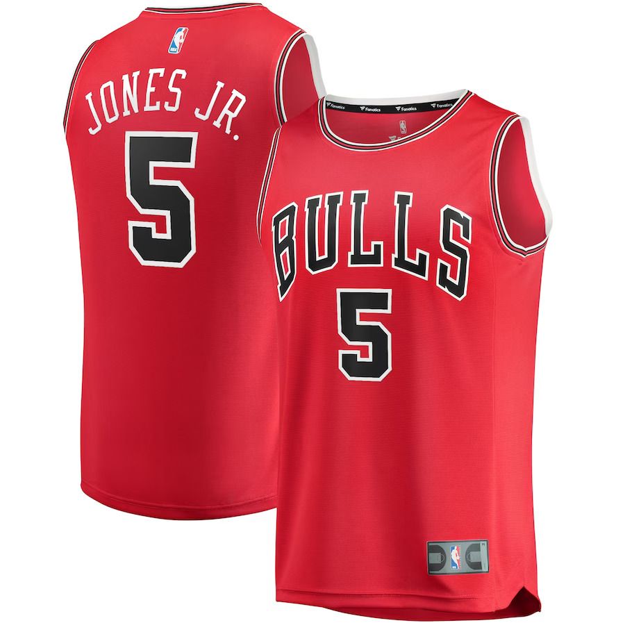 Men Chicago Bulls #5 Derrick Jones Jr Fanatics Branded Red Fast Break Replica NBA Jersey->customized nba jersey->Custom Jersey